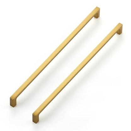 Ravinte Brushed Brass Solid Pulls Cabinet Handles 12-3/5 Inch 5 Pack - size: 12-3/5 Inch Hole Center