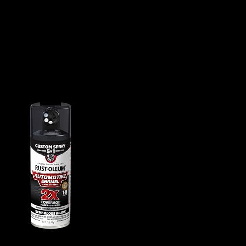 Rust-Oleum 2X Automotive Enamel 5-in-1 Spray Paint, Semi-Gloss Black - color: Semi-Gloss Black, size: 12 Ounce (Pack of 6)