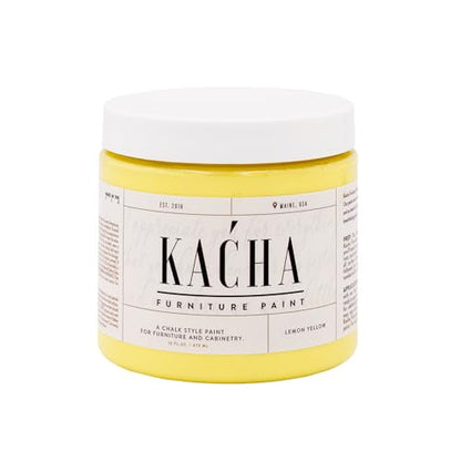 Kacha Furniture Paint | Yellow Chalk Style Paint for Furniture, Cabinets, and Crafts | Pint -16 oz | Lemon Yellow | Low VOC | Matte | (Topcoat Required) - color: Lemon Yellow, size: 16 Fl Oz (Pack of 1)