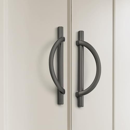 HOME EDIT Pearl Grey Cabinet Pulls Curved, 5 Inch/128 mm, 10 Pack - color: Pearl Grey, size: 5 Inch Hole Center