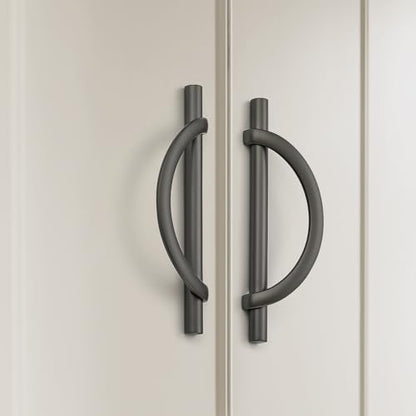 HOME EDIT Pearl Grey Cabinet Pulls Curved, 5 Inch/128 mm, 10 Pack - color: Pearl Grey, size: 5 Inch Hole Center
