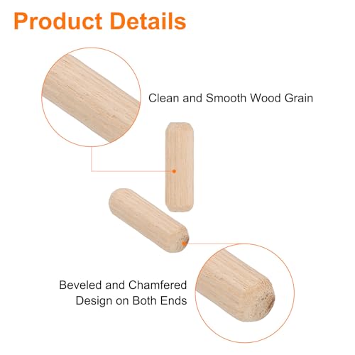 uxcell 300Pcs 1/3" x 1" Wooden Dowel Pins, Wood Dowels Rods, Furniture Woodworking Grooved Fluted Pin, Wooden Dowels Fluted for Craft, DIY Projects - size: 8 x 25mm