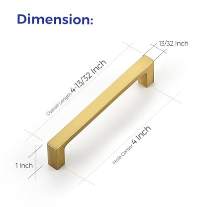 Ravinte Brushed Gold Kitchen Cabinet Solid Handles,4 Inch,10 Pack - color: Brushed Gold, size: 4 Inches Hole Center