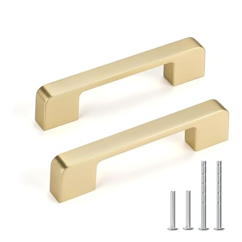 Brushed Gold Cabinet Pulls 3-3/4" Gold Cabinet Handles 10 Pack - color: Brushed Gold, size: 3-3/4 Inch (96 mm) Hole Centers