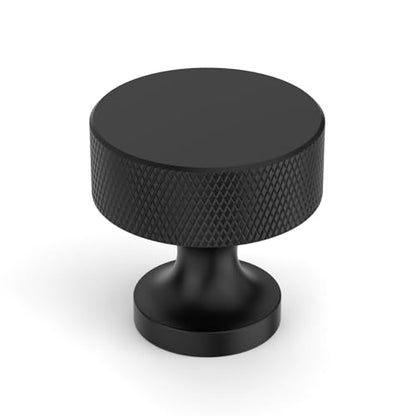 Matte Black Knurled Cabinet Knobs Round Drawer Pulls 10 Pack - color: Matte Black, size: Flat Round Knobs