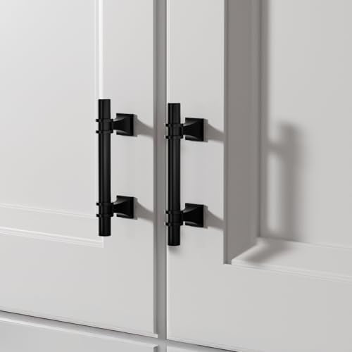 homdiy 10 Pack 3 Inch Black Cabinet Handles, Drawers Pulls for Kitchen Cabinets, Black Cabinet Pulls, Durable Modern Dresser Pull with Matte Finish, Zinc Alloy Kitchen Cabinet Hardware - color: Black, size: 3in(76mm) hole centers