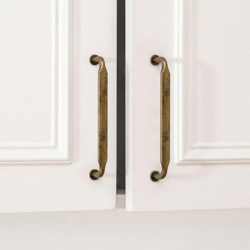 Goldenwarm 10 Pack 6-1/4 Inch Antique Brass Cabinet Pulls Retro Drawer Pull - color: Antique Brass, size: 6-1/4 Inch Hole Center