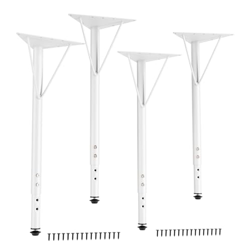 Yuleimy Adjustable Metal Table Legs 19-30 Inch, Heavy Duty Desk Leg, White - color: White 4-pack