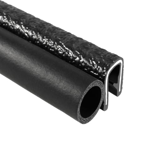 TRIM-LOK Trim Seal, Edge Trim with Side Bulb, Fits 0.437-Inch Bulb, 3/16-Inch Edge, 17/32-Inch Leg, 25-Foot Length, Black Pebble Finish, Flexible PVC Plastic Trim with EPDM Rubber Weather Stripping - style: 0.437" Bulb, 3/16" Edge, 17/32" Leg, 25 Feet