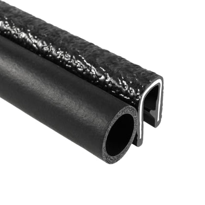 TRIM-LOK Trim Seal, Edge Trim with Side Bulb, Fits 0.437-Inch Bulb, 3/16-Inch Edge, 17/32-Inch Leg, 25-Foot Length, Black Pebble Finish, Flexible PVC Plastic Trim with EPDM Rubber Weather Stripping - style: 0.437" Bulb, 3/16" Edge, 17/32" Leg, 25 Feet
