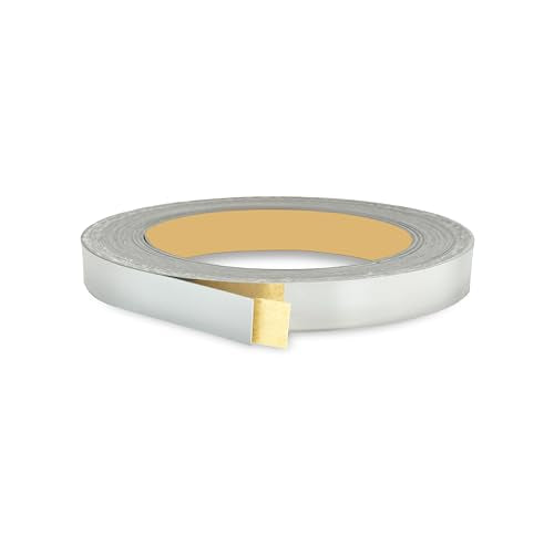Mirror Chrome PVC 1/2 inch x 25 ft Edge Banding Peel Stick Tape Adhesive Metal Edging Veneer Aluminum Trim Flexible Strip Molding MDF Wood Cabinet Laminate Shelf Furniture Countertop Formica Plywood - color: Mirror Chrome, size: 1/2 inch x 25 ft