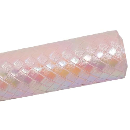 12"x54"Weave Faux Leather Fabric, Embossed Braided Faux Leather Roll for Crafts DIY and Upholstery Pleather Sheets (Rainbow Pink) - color: Rainbow Pink