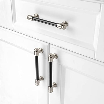 KOOFIZO 10 Pack 5 in Black & Brushed Nickel Cabinet Pull, Drawer Handle P11 - color: Black + Brushed Nickel, size: 5" CC