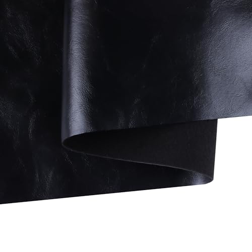 Leather for Furniture,Black Vinyl Faux Leather Sheets - color: Oil Wax Black, size: 1 Yard
