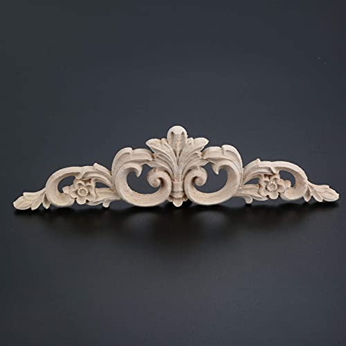 4Pcs Wood Carved Appliques Long Wooden Carving Onlays Decals for Furniture - color: 4-Pack, size: 7.9 x 2 inches