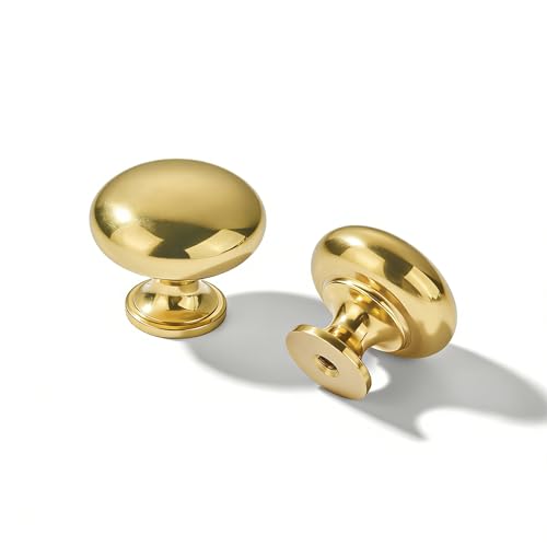 khtumeware Aged Brass Cabinet Knobs Cabinet 5 Pack 1-1/4 inch Diameter Round Knobs for Kitchen Cabinets,Bathroom Dressers and Cupboards - color: Aged Brass, size: 1-1/4 inch(32mm)