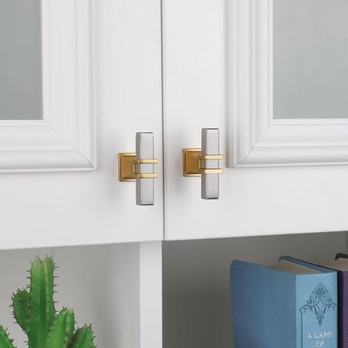 25 Pack Cabinet Knobs Brushed Nickel and Gold Dresser Drawer Knobs Silver and Gold Cabinet Knobs Kitchen Cabinet Hardware - color: Brushed Nickel & Matte Gold, size: Single Hole Knob