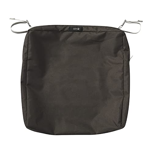 Classic Accessories Ravenna Water-Resistant 19 x 19 x 3 Inch Patio Seat Cushion, Espresso, Chair Seat Cushion - color: Espresso, size: 19"W x 19"D x 3"Thick