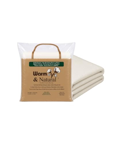 The Warm Company - Warm & Natural Cotton Quilt Batting – Queen Size 90" x 108" – Premium Quilt & Craft Batting for Sewing & Quilting Projects - size: 90" x 108" Batt