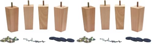 WEICHUAN 4.5 Inch Tapered Solid Beech Wood Furniture Sofa Couch Legs Set of 4 (Pack of 2) - color: Straight- Set of 4, size: 4.5" (Pack of 2)