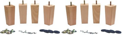 WEICHUAN 4.5 Inch Tapered Solid Beech Wood Furniture Sofa Couch Legs Set of 4 (Pack of 2) - color: Straight- Set of 4, size: 4.5" (Pack of 2)