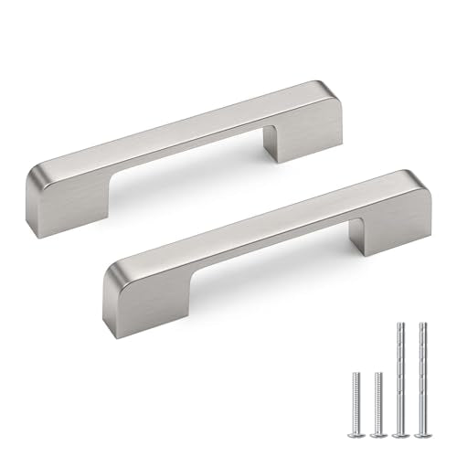 Brushed Nickel Cabinet Pulls 3-3/4" Nickel Cabinet Handles 10 Pack - color: Brushed Nickel, size: 3-3/4 Inch (96 mm) Hole Centers
