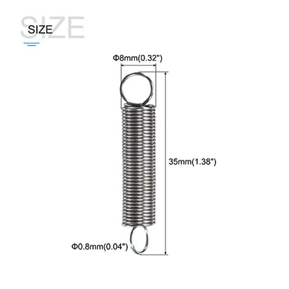 METALLIXITY Extension Spring (0.8x8x35mm/0.04"x0.32"x1.38") 5Pcs, 304 Stainless Steel Tension Spring Wire - for Home Repair Construction Machinery - size: 0.04"x0.32"x1.38"
