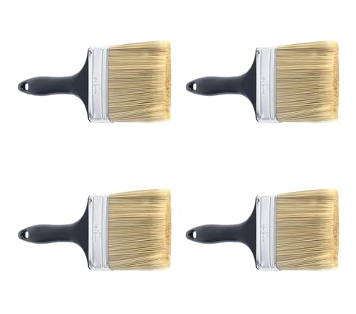 4 inch Flat Paint Brushes,Professional Paint Tools - color: Black 4 Pack
