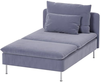 Heavy Velvet SODERHAMN Sofa Cover Compatible with IKEA Chaise Slipcover - color: Velvet Light Blue, size: Chaise