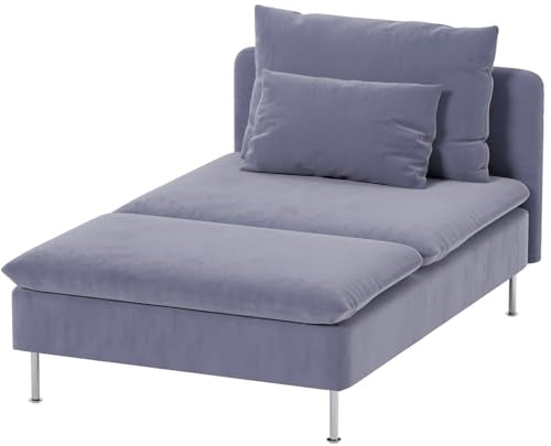 Heavy Velvet SODERHAMN Sofa Cover Compatible with IKEA Chaise Slipcover - color: Velvet Light Blue, size: Chaise