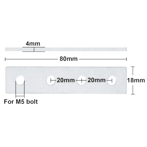 12 Pcs 2020 Flat Joining Plates, Aluminum Mending Plate, 80mm x 18mm - size: 80mm x 18mm