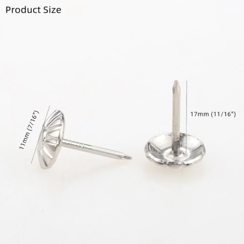 dophee 200Pcs Decorative Upholstery Tacks Nails 7/16 Inch Nails, Silver - color: Silver