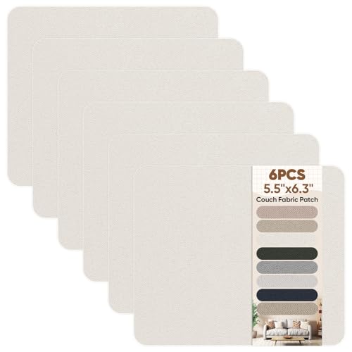 Suede Couch Patch Repair Fabric,6-Piece Self-Adhesive Microfiber Patches，Quick Fix Sofa Chair Car Seat,Furniture & Upholstery Repair Kit. (Pure White) - color: Pure white, size: 5.5 x 6.3 inches
