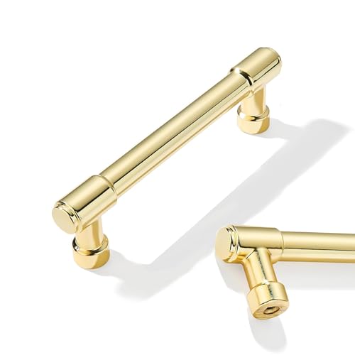 10 Pack 3-1/4 Inch Polished Brass Drawer Pulls Cabinet Hardware Handles for Cabinets & Cupboards - color: Polished Brass, size: 3-1/4"(82mm) Hole Center
