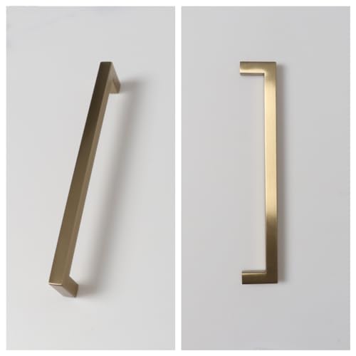 30 Pack Champagne Cabinet Pulls Square Drawer Handles Cupboard Handles Modern Stainless Steel Kitchen Cabinet Handles 8 Inch Caninet Hardware - color: Champagne, size: 8 inch hole center (203mm)