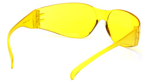 Pyramex Intruder Safety Eyewear Clear Frame Full Foam Padding Clear Anti-Fog Lens - color: Amber Lens/ Amber Frame, style: Standard