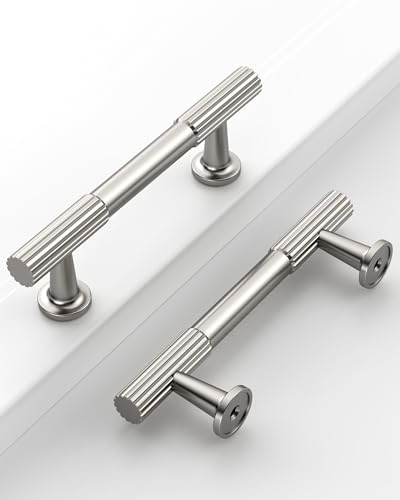 Brushed Satin Nickel Cabinet Handles Kitchen Pulls 3 Inch 10 Pack - color: Brushed Satin Nickel, size: Handle - 3"/76MM Hole Center