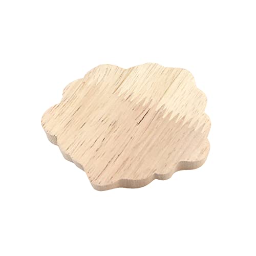 Antrader 4Pcs Unpainted Flower Shape Wood Carved Appliques Onlays,2.8x2.8in - style: Style 1