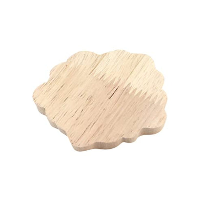 Antrader 4Pcs Unpainted Flower Shape Wood Carved Appliques Onlays,2.8x2.8in - style: Style 1