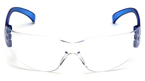 Pyramex Intruder Safety Eyewear Clear Frame Full Foam Padding Clear Anti-Fog Lens - color: Clear Lens/ Blue Frame, style: Standard