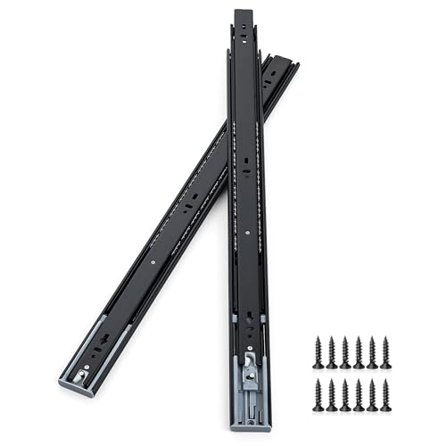 22 Inch Full Extension Drawer Slides, Heavy Duty Side Mount, 1 Pair, Black - size: 22 Inch