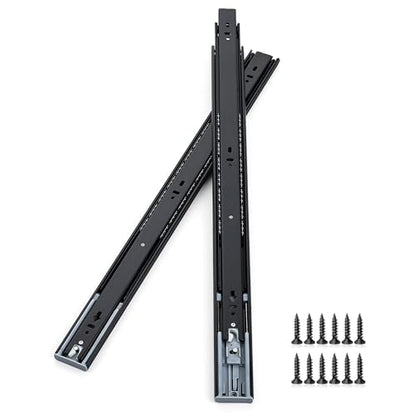 22 Inch Full Extension Drawer Slides, Heavy Duty Side Mount, 6 Pairs, Black - size: 22 Inch
