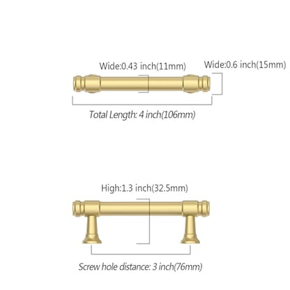 Asidrama 10 Pack 3 Inch Brushed Gold Kitchen Cabinet Handles - color: Brushed Gold, size: 3" Hole Center(76mm)