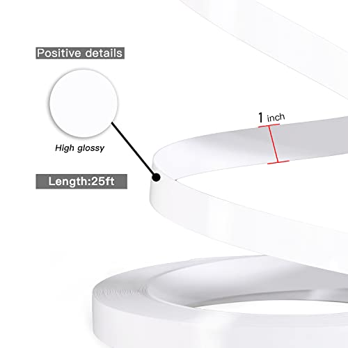 PVC Edge Banding, 1" x 25ft Glossy White Non Glued Veneer Edging for Table Cabinet Furniture Trim - color: White Gloss, size: 1 Inch