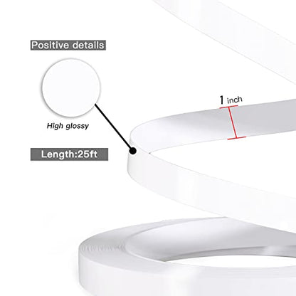 PVC Edge Banding, 1" x 25ft Glossy White Non Glued Veneer Edging for Table Cabinet Furniture Trim - color: White Gloss, size: 1 Inch