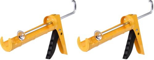 Bates- Caulking Silicone Gun, 10:1 Thrust Ratio, Hand Caulking Guns, No Drip (Pack of 2) - color: Yellow, size: 2 Pack