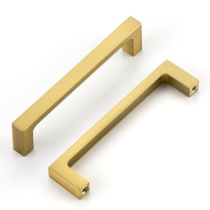Ravinte Brushed Gold Kitchen Cabinet Solid Handles,4 Inch,10 Pack - color: Brushed Gold, size: 4 Inches Hole Center