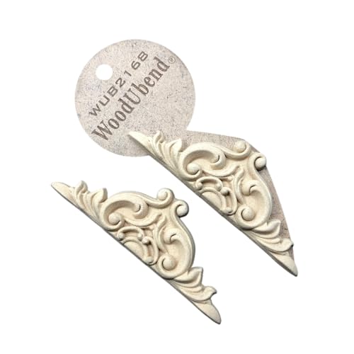 WoodUbend WUB2168 Pack of 2 Pediments - Wood Appliques - Heat Bendable & Flexible Onlays 10.5x3.5cm - DIY Craft, Furniture & Home Decor - Easy to Apply & Paint - Versatile, Reusable & Durable Decals - size: WUB2168