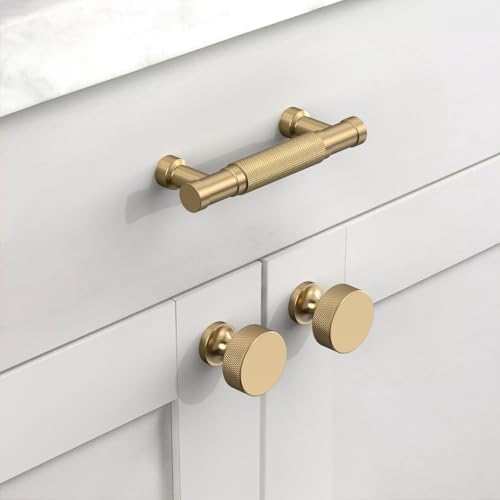 Champagne Bronze Knurled Cabinet Handles Kitchen Pulls 3 Inch 10 Pack - color: Champagne Bronze, size: 3" Hole Center