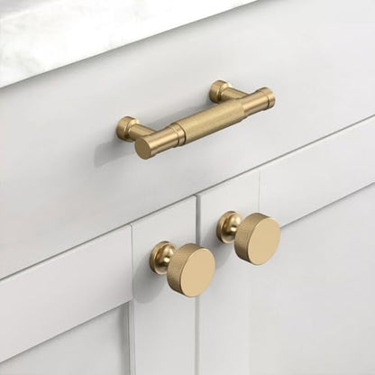 Champagne Bronze Knurled Cabinet Handles Kitchen Pulls 3 Inch 10 Pack - color: Champagne Bronze, size: 3" Hole Center